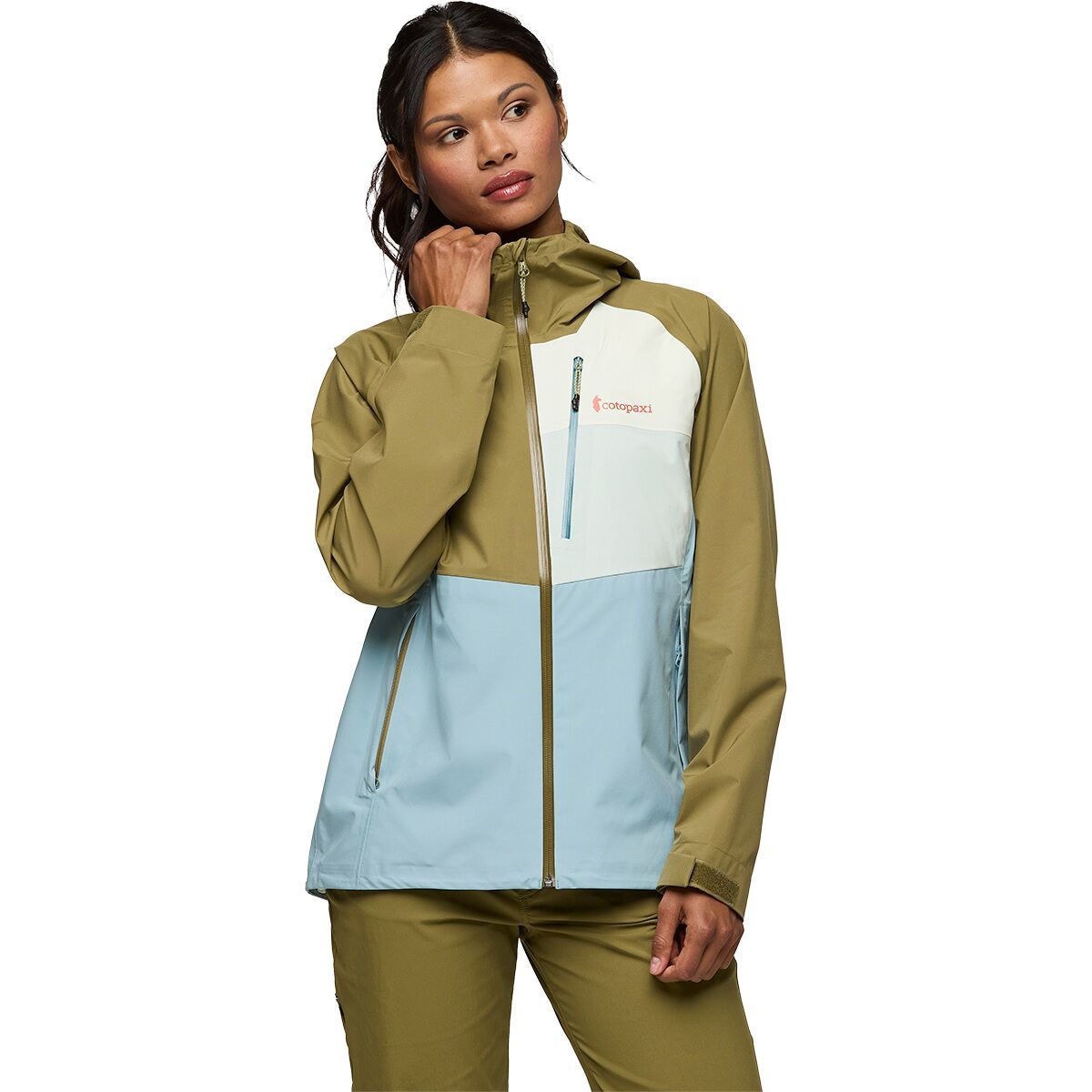 Image of Cotopaxi Impermeo 3L Hooded Shell Jacket - Women's Moss/Sea Spray, XS