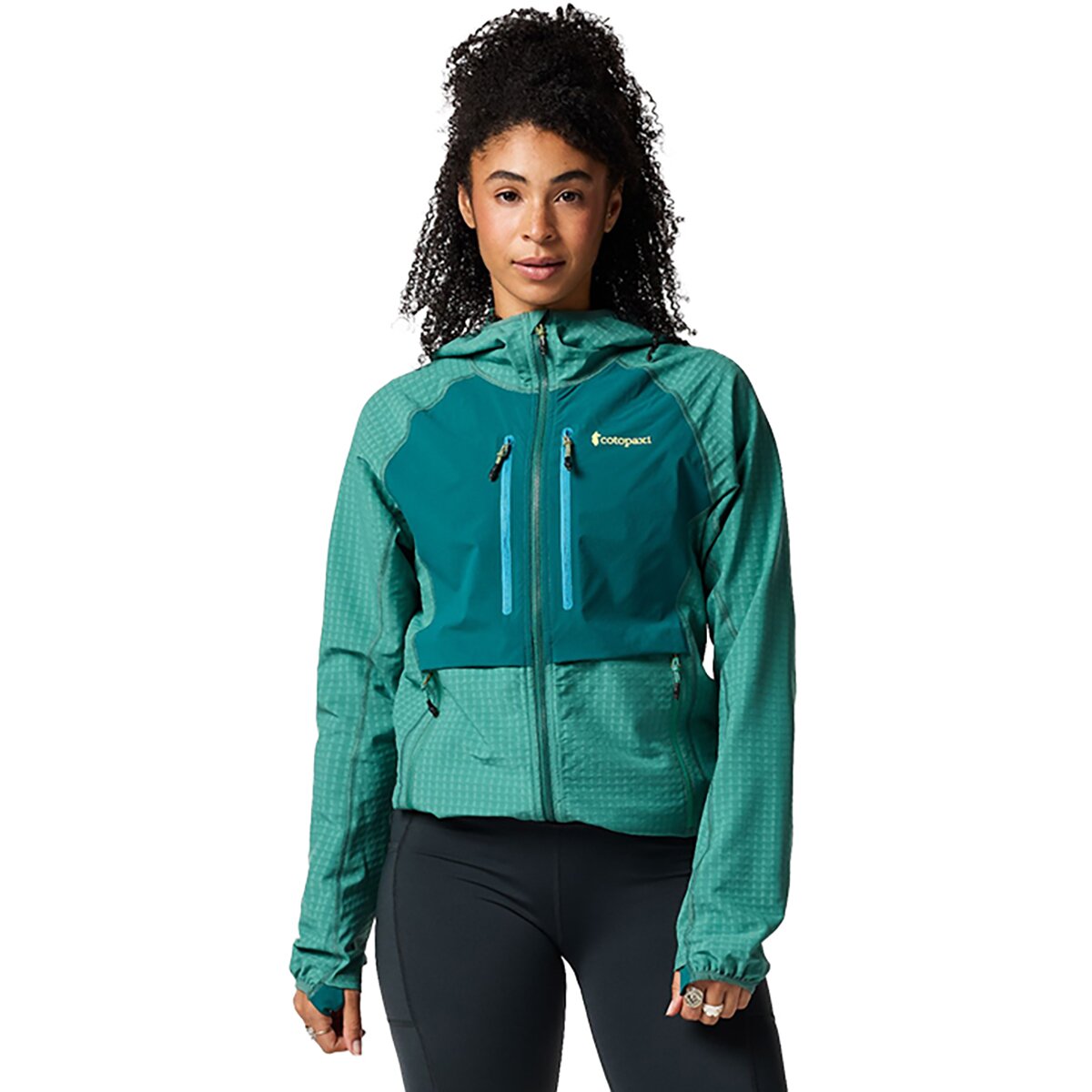 Image of Cotopaxi Yermo Hooded Jacket - Women's Juniper and Deep Ocean, S