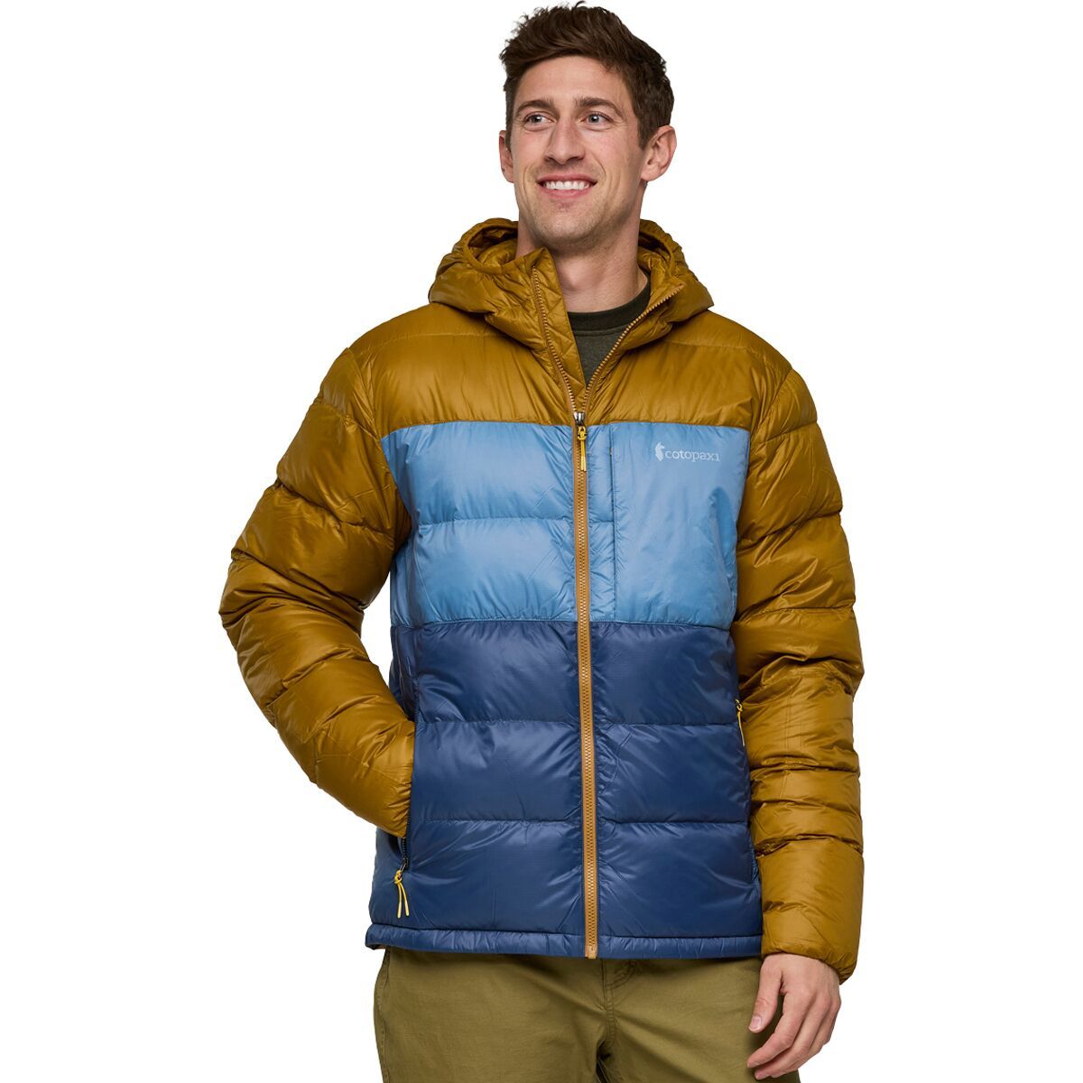 Image of Cotopaxi Fuego Max Down Hooded Jacket - Men's Bronze/Deep Sea, L