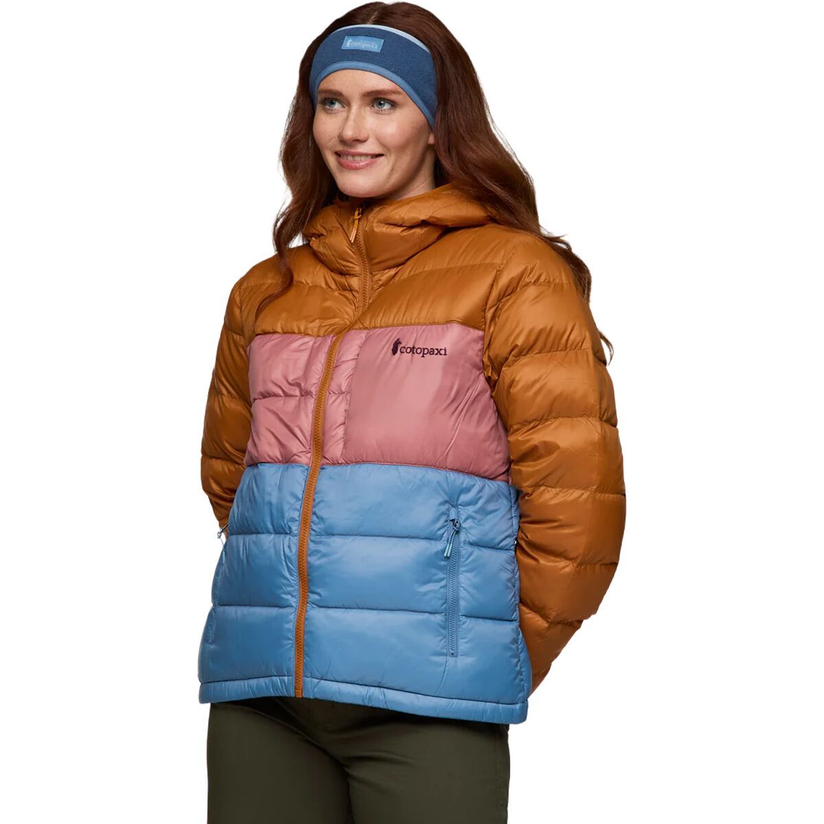 Image of Cotopaxi Fuego Max Down Hooded Jacket - Women's Sienna/Fjord, S