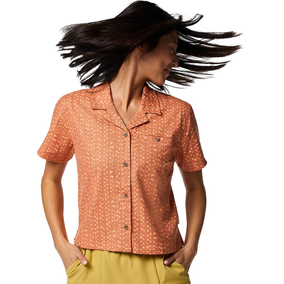 Image of Cotopaxi Afuera Button Up Shirt - Women's Shimmer Cantaloupe, S