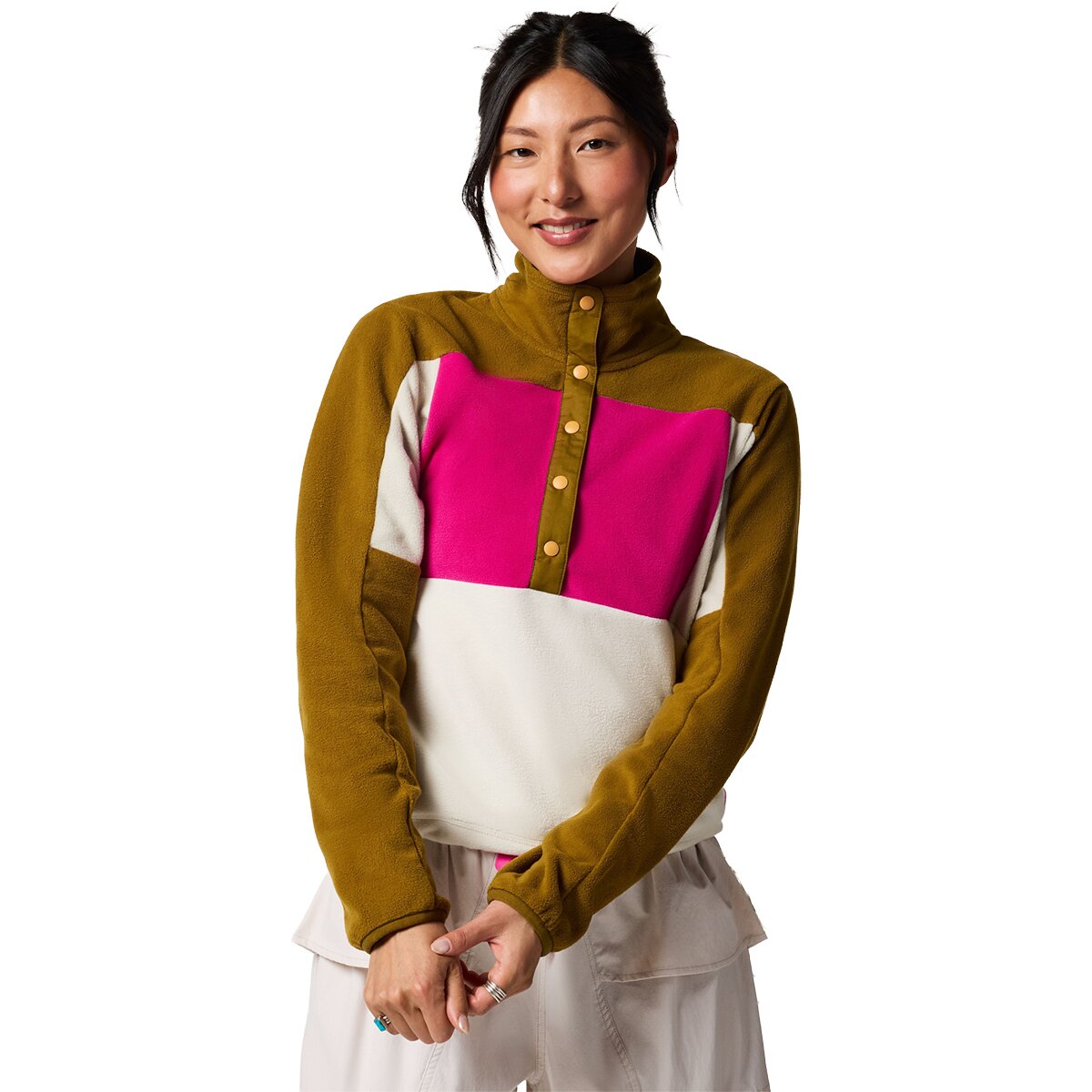 Image of Cotopaxi Encima Fleece Pullover - Women's Log Cabin and Chalk, XL