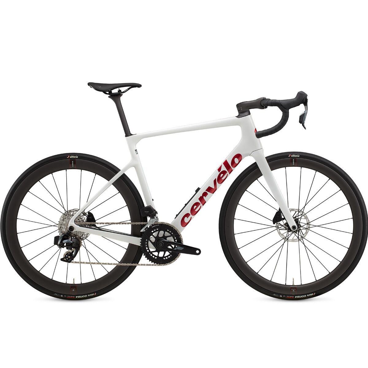 Image of Cervelo Caledonia 5 Rival eTap AXS Road Bike Vanilla/Cherry, 48