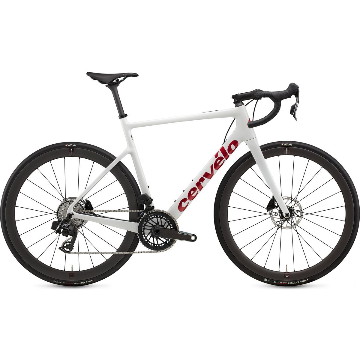 Image of Cervelo Caledonia Force AXS Road Bike Vanilla/Cherry, 56