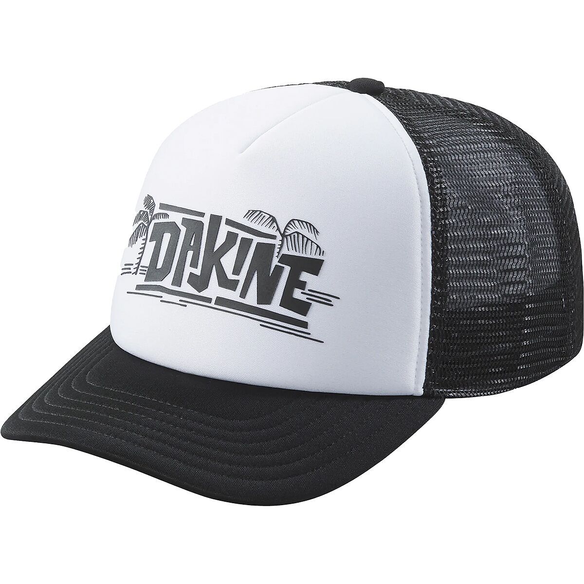 Image of DAKINE Lo Tide Graphic Trucker Hat Black Palm, One Size
