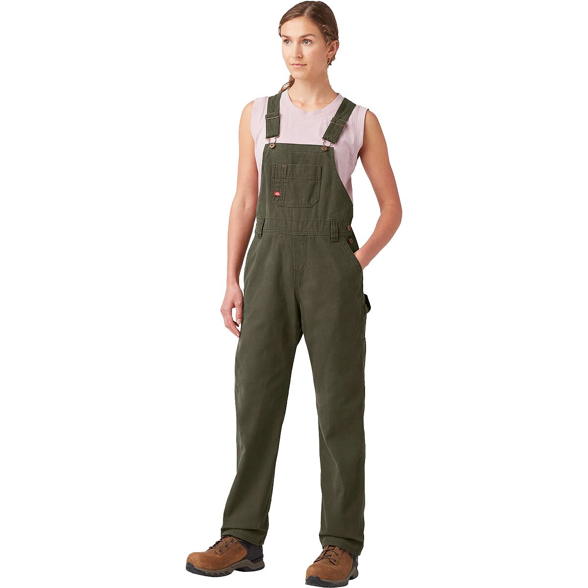Image of Dickies Bib Relaxed Straight Overall - Women's Rinsed Moss Green, XS