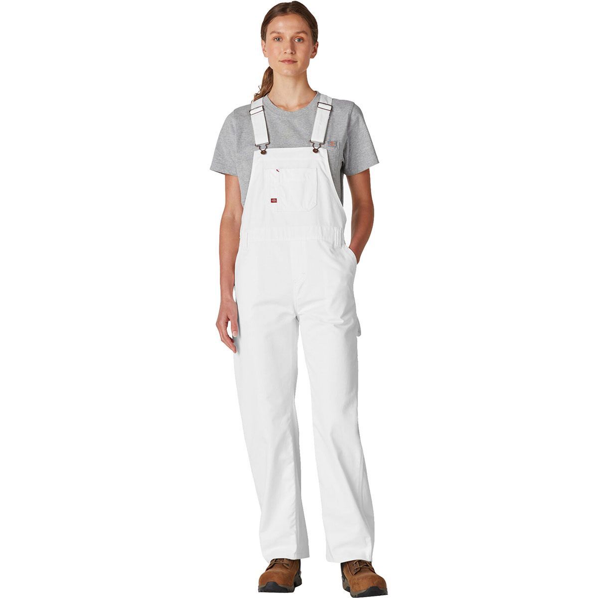 Dickies Bib Relaxed Straight Overall - Women's White, M