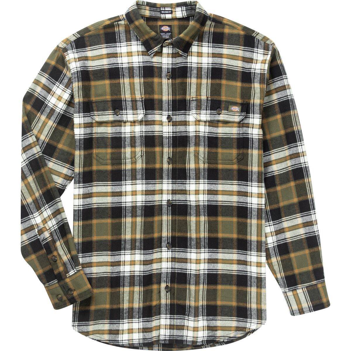 Dickies Flex Flannel Relaxed Long-Sleeve Shirt - Men's Black/Dark Olive, L