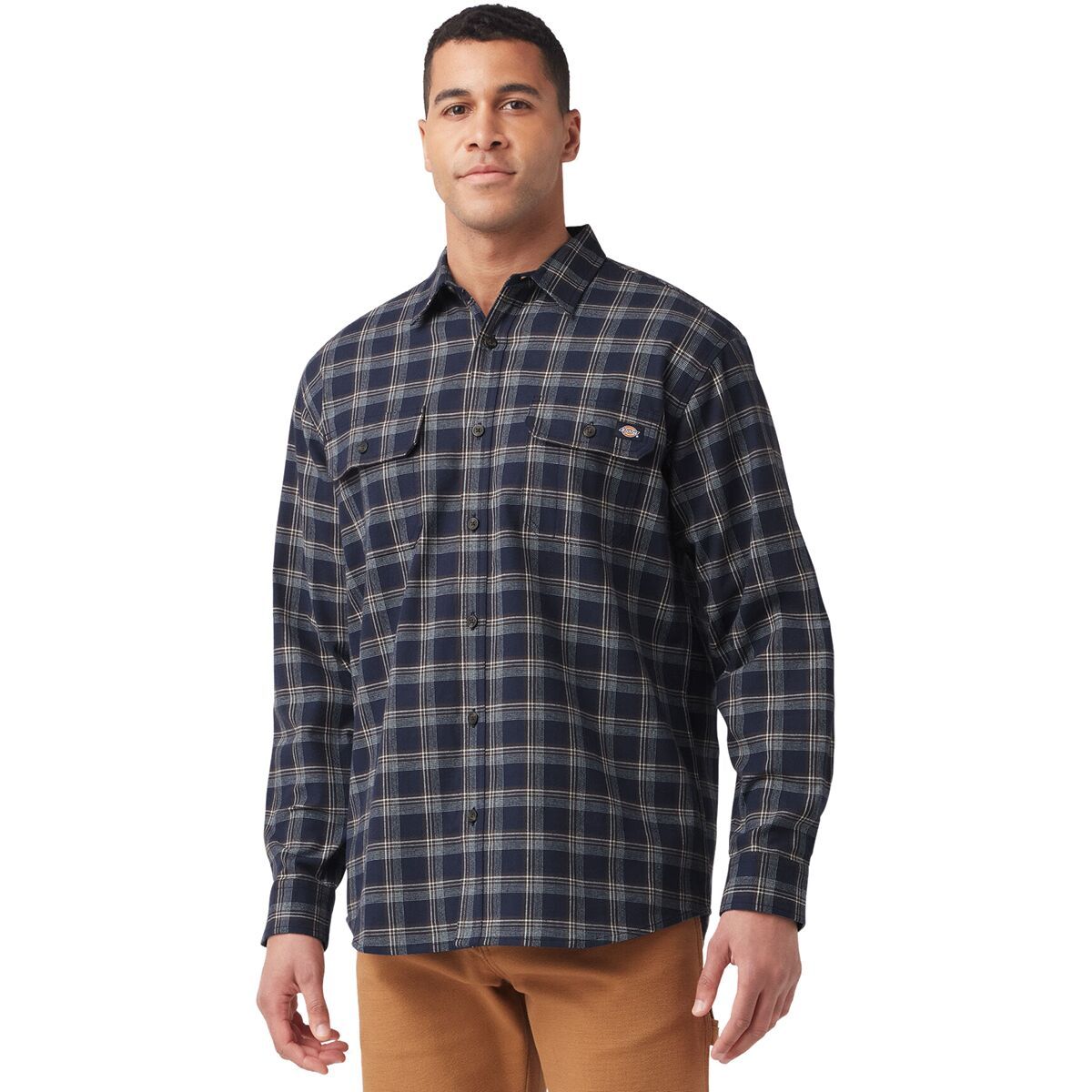 Dickies Flex Flannel Relaxed Long-Sleeve Shirt - Men's Ink Navy/Chocolate Brown, M
