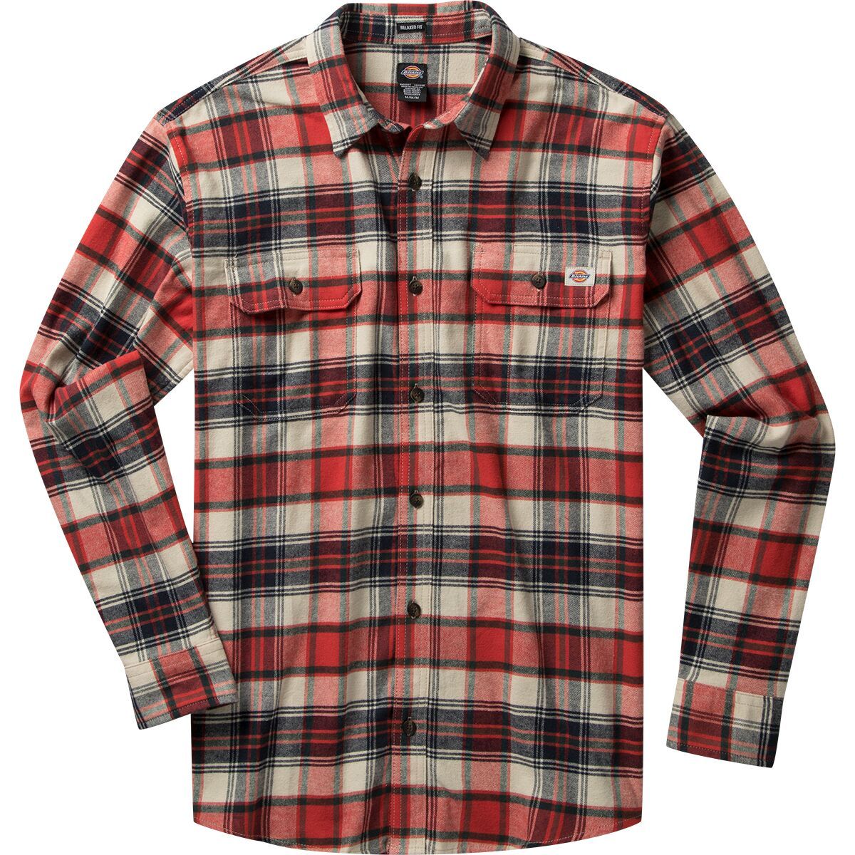 Dickies Flex Flannel Relaxed Long-Sleeve Shirt - Men's Oatmeal/Ink Nav, XL
