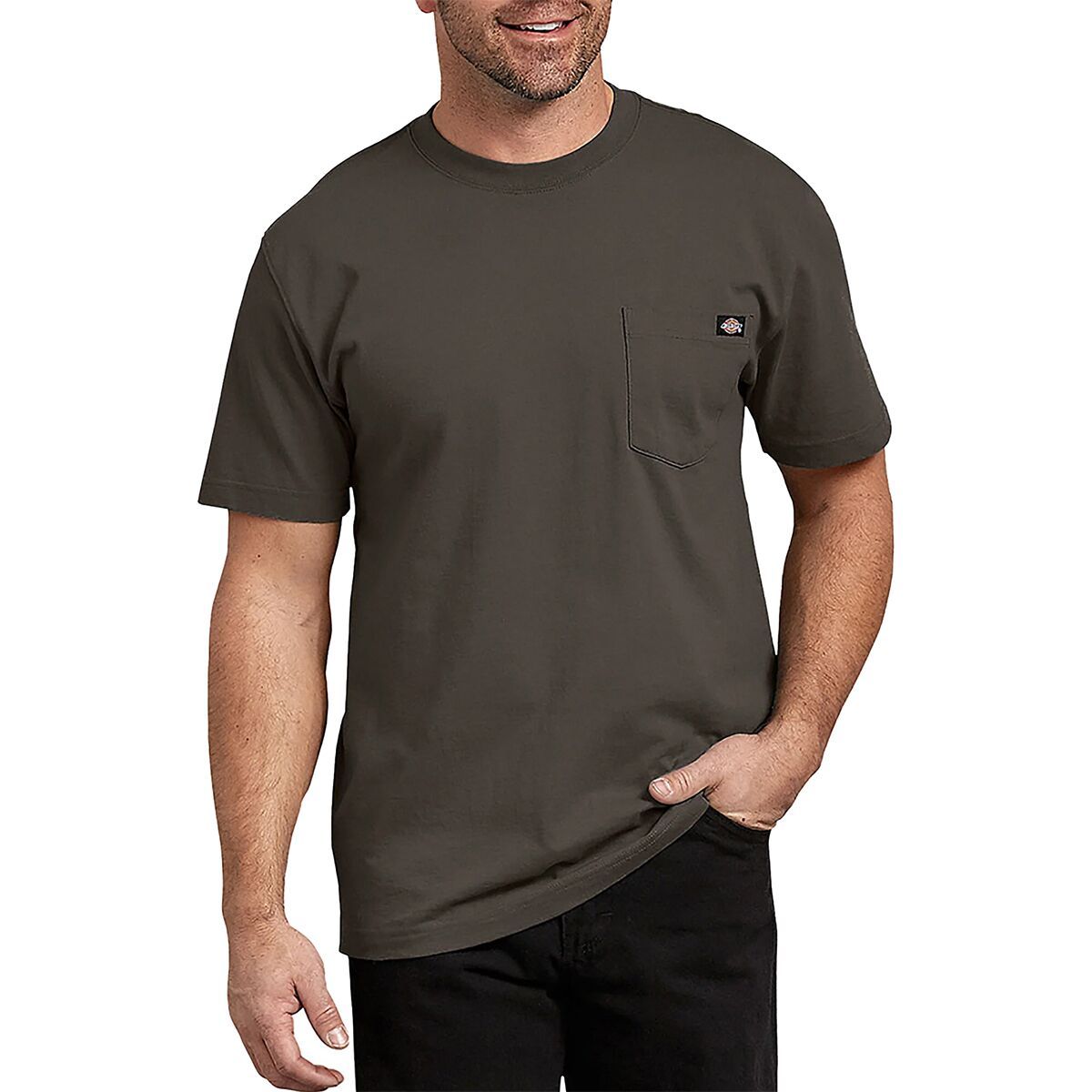 Dickies Heavyweight Short-Sleeve Pocket T-Shirt - Men's Black Olive, L