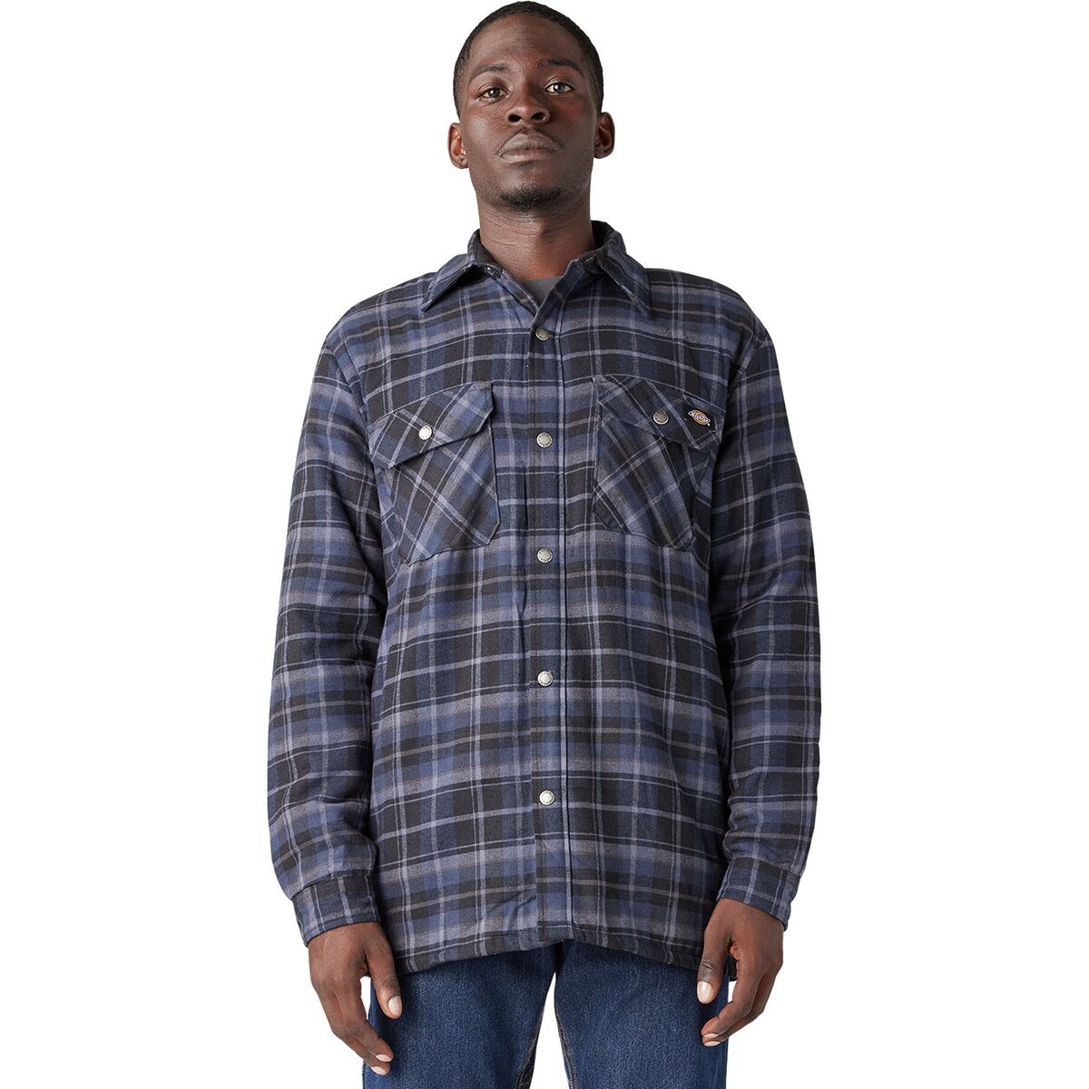 Dickies Sherpa Lined Flannel Shirt - Men's Navy Black Plaid, XL