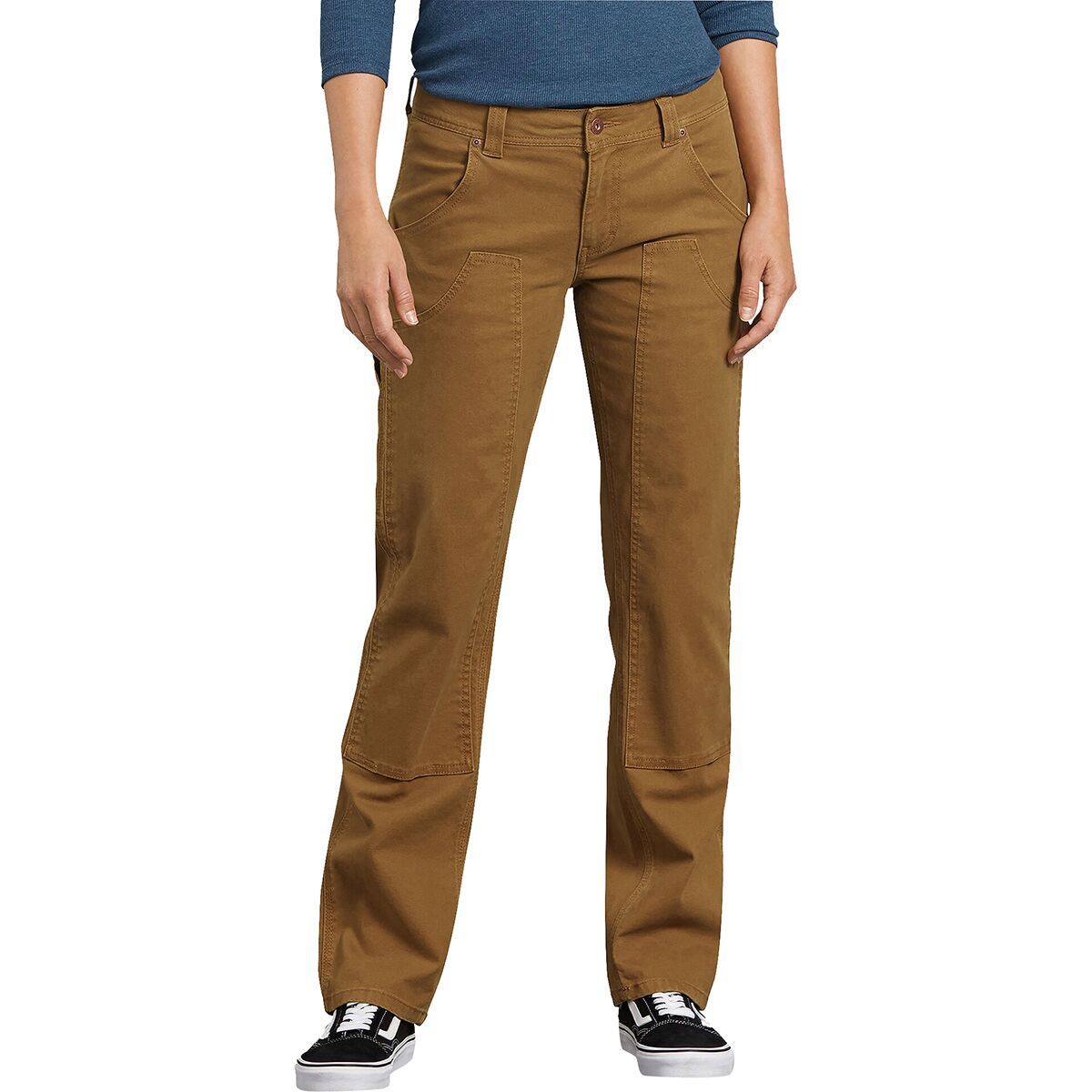 Dickies Double Front Duck Carpenter Pant - Women's Rinsed Brown Duck, 2/Reg
