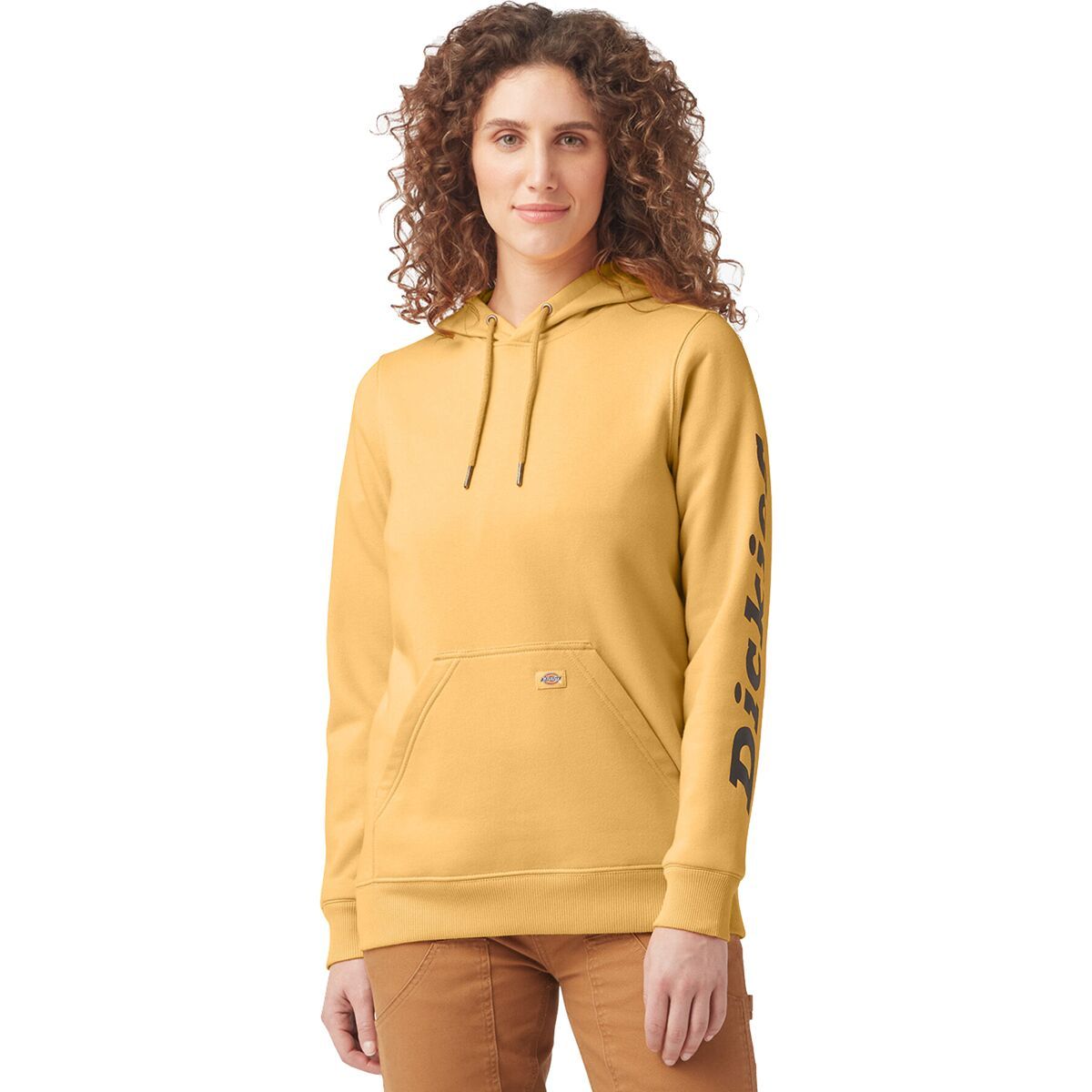 Image of Dickies Heavyweight Logo Sleeve Pullover - Women's Orange Glow, L