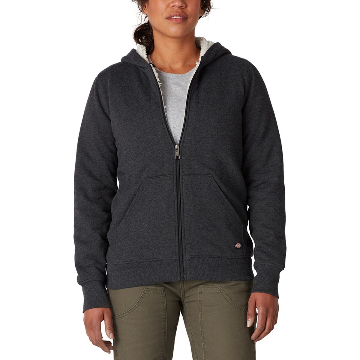 Dickies Sherpa Lined Full-Zip Hoodie - Women's Black Single Dye, S