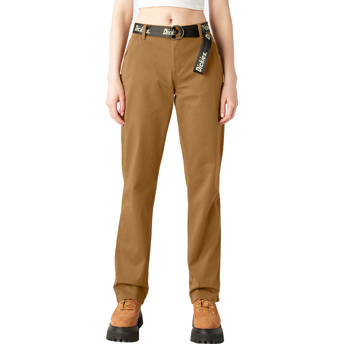 Image of Dickies High Waisted Carpenter Pant + Belt - Women's Brown Duck, 25/Reg