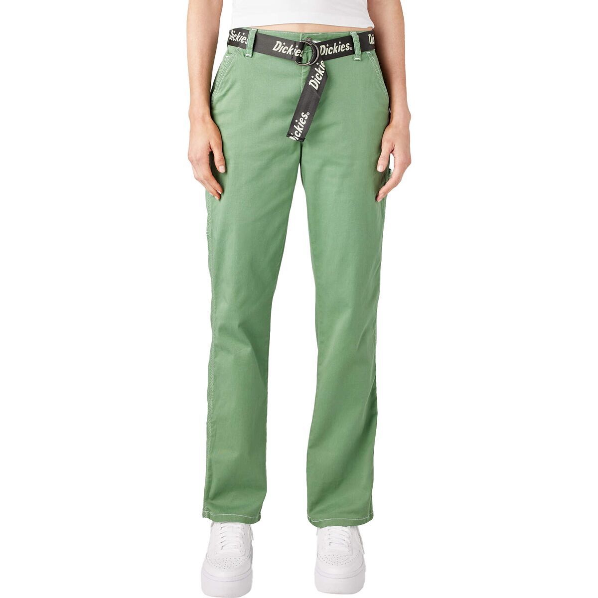 Image of Dickies High Waisted Carpenter Pant + Belt - Women's Dark Ivy, 29/Reg