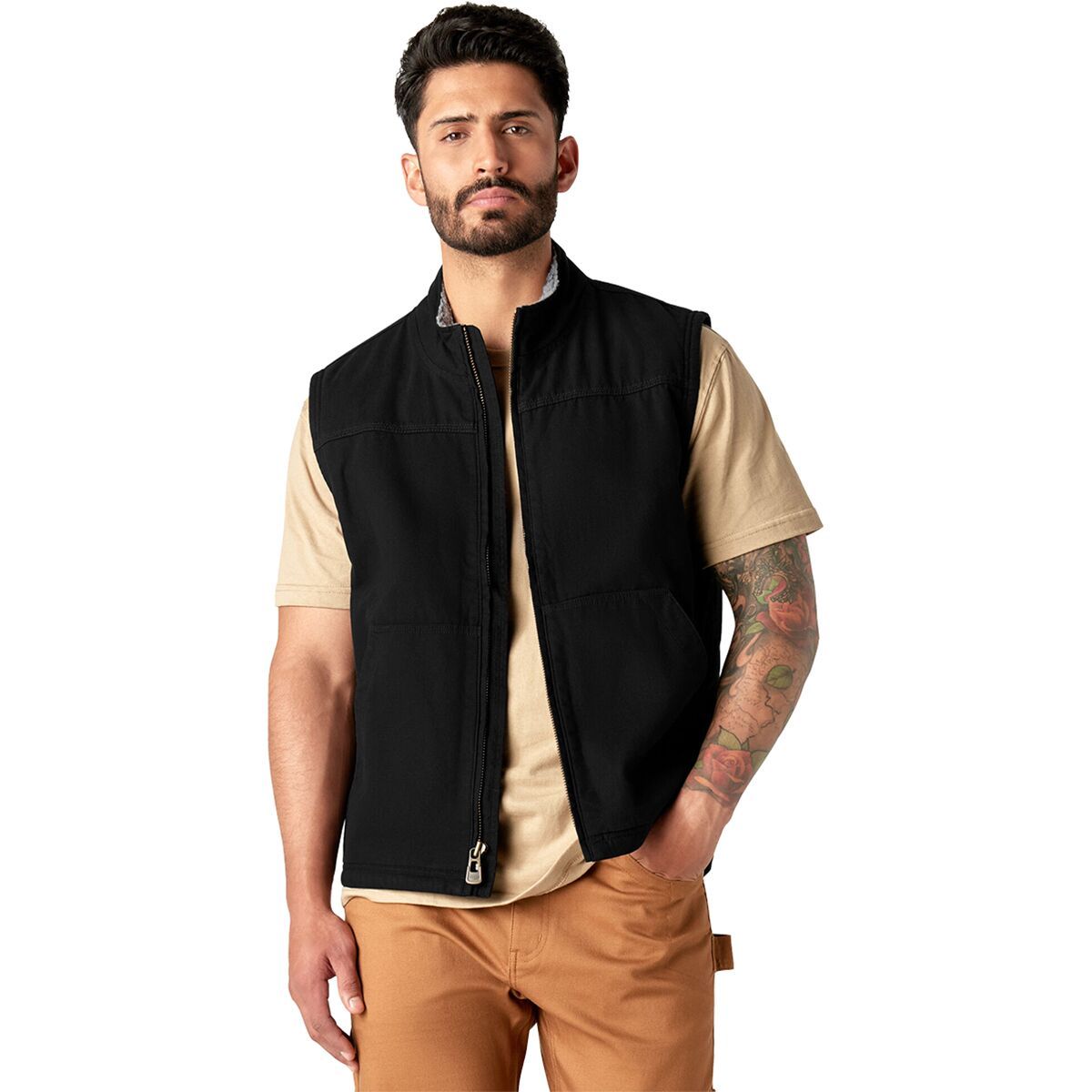Dickies Sherpa Lined Duck Vest- Men's Rinsed Black, XL