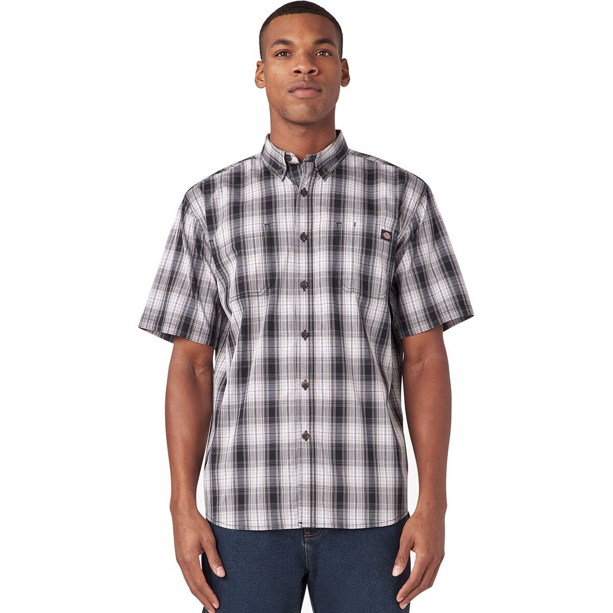 Dickies Flex Plaid Short-Sleeve Shirt - Men's Black/Alloy Plaid, M