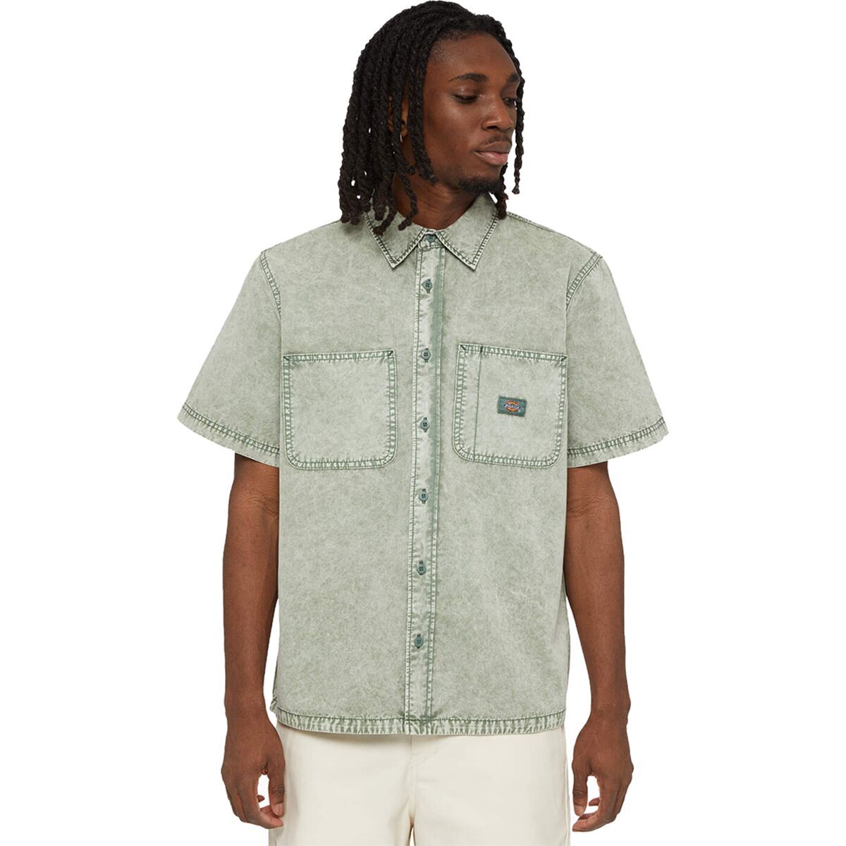 Dickies Newington Short-Sleeve Shirt - Men's Overdyed W/Acid Wash Dark Fore, S