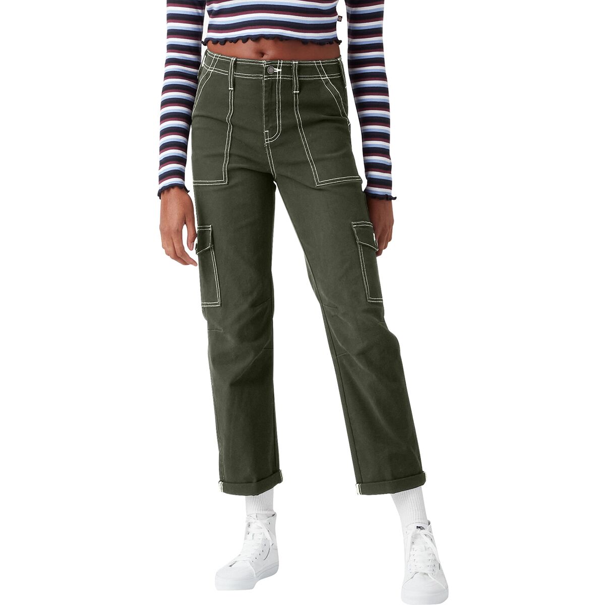 Image of Dickies Cuffed Utility Pant - Women's Olive Green, 26/Reg