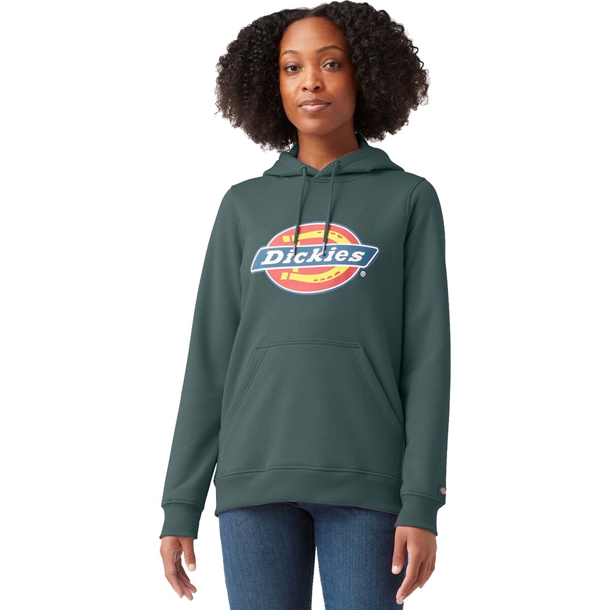 Image of Dickies Heavyweight Logo Fleece Pullover - Women's Lincoln Green, L