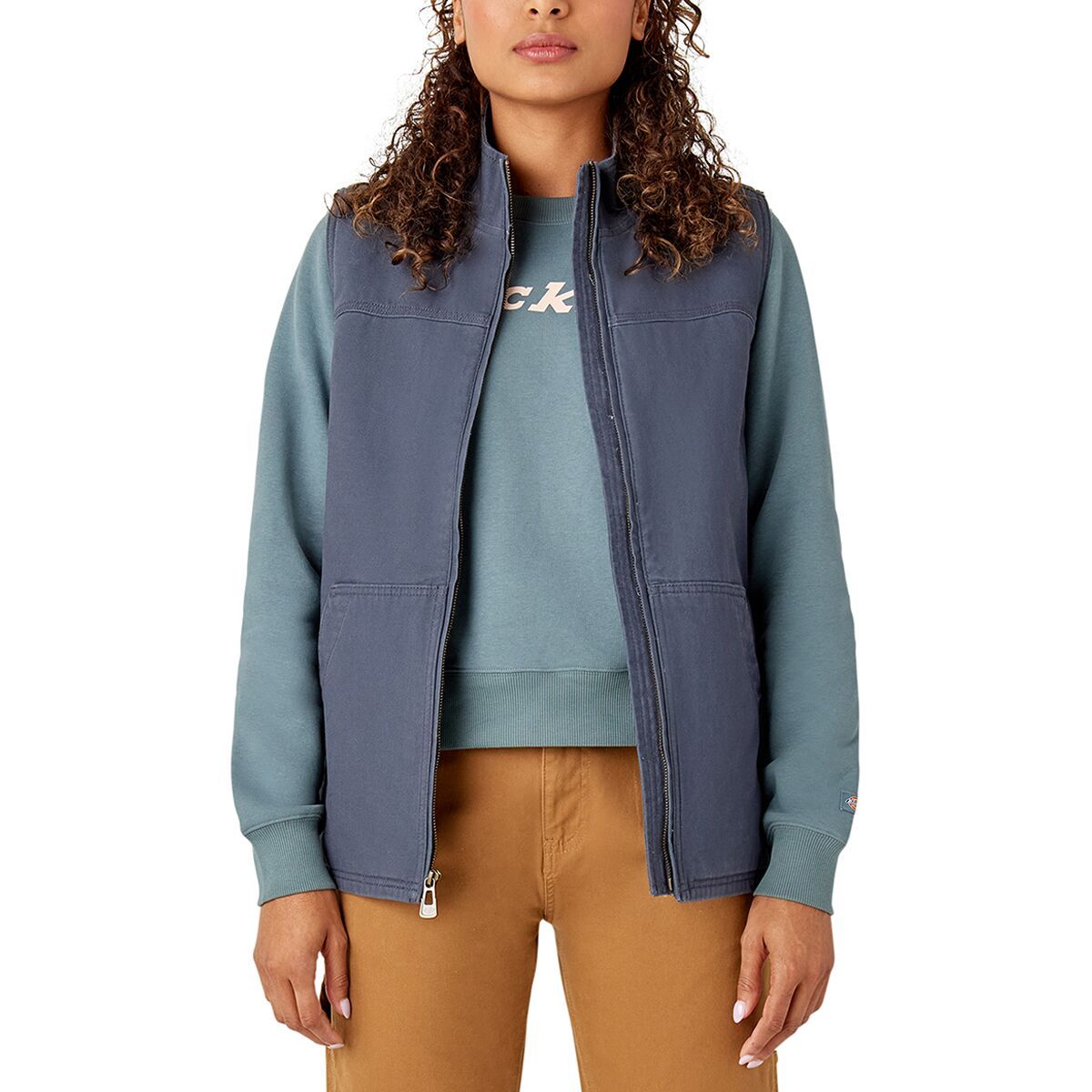 Image of Dickies Sherpa Duck Vest - Women's Rinsed Diesel Gray, XS