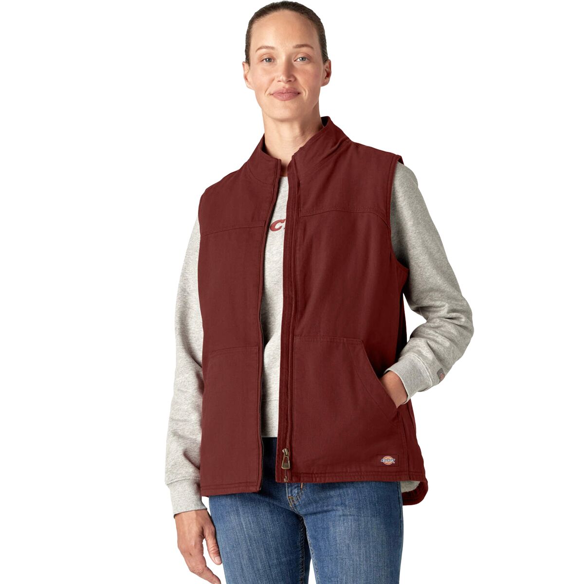 Image of Dickies Sherpa Duck Vest - Women's Rinsed Fired Brick, M