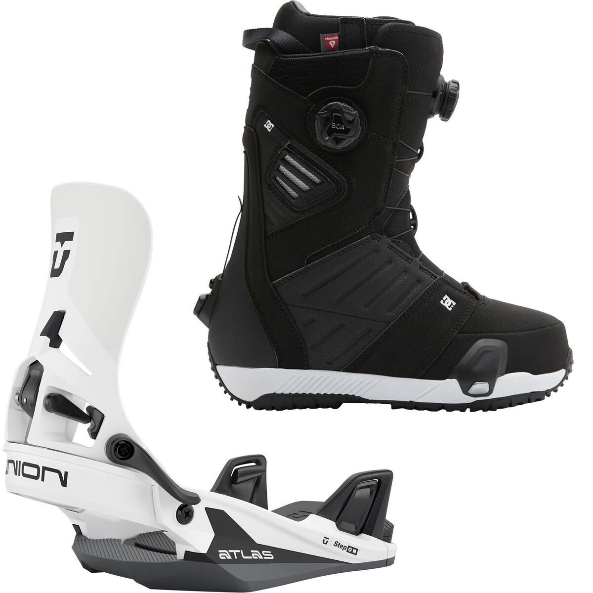 Image of DC Judge Step On Snowboard Boot + Union Atlas Step On Binding Black/White, White, 11.0/L