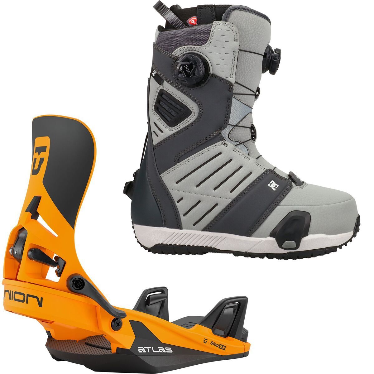 Image of DC Judge Step On Snowboard Boot + Union Atlas Step On Binding Dark Grey/Grey, Orange, 11.5/L