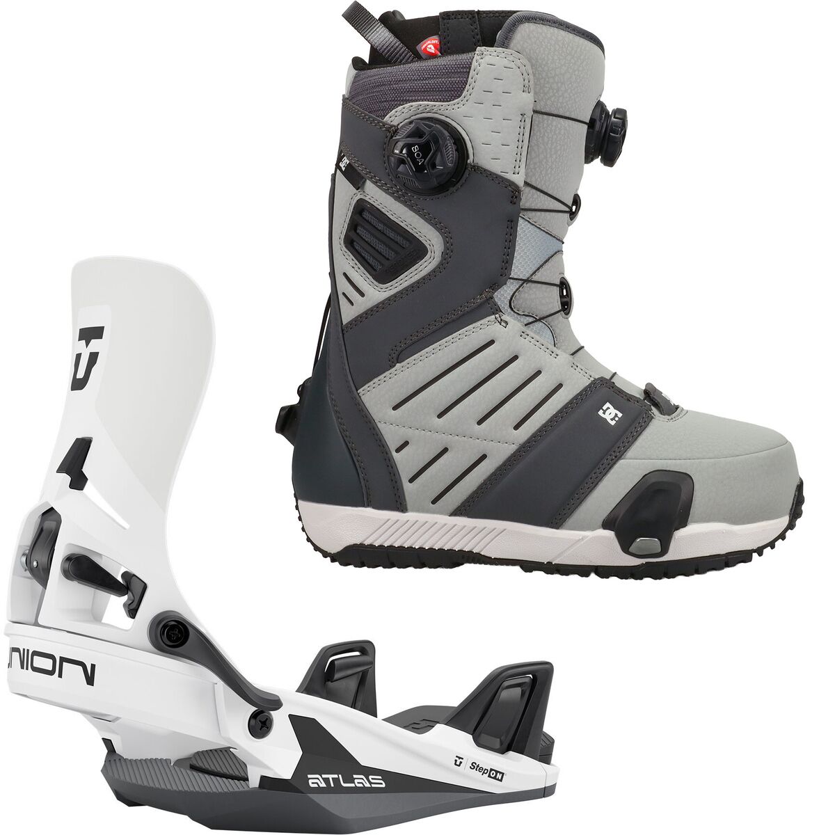 Image of DC Judge Step On Snowboard Boot + Union Atlas Step On Binding Dark Grey/Grey, White, 11.5/L