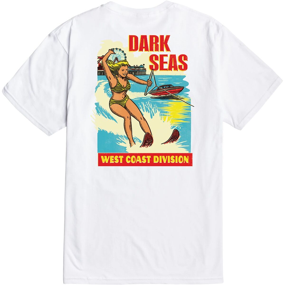 Image of Dark Seas West Coast Water Decal T-Shirt - Men's White, M