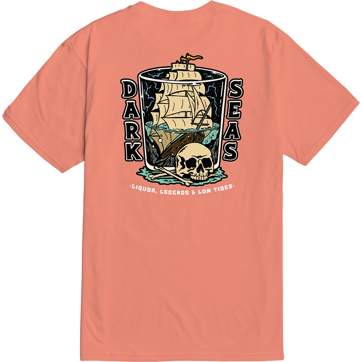 Image of Dark Seas Liquor & Legends T-Shirt - Men's Coral, XXL