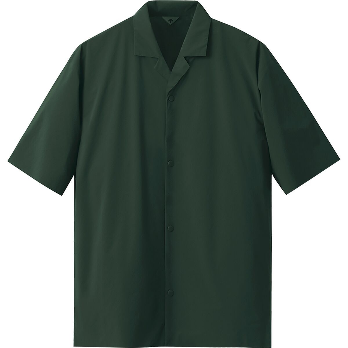 Descente Untrimmed Half-Sleeve Open Collar Shirt - Men's Darkish Green, L
