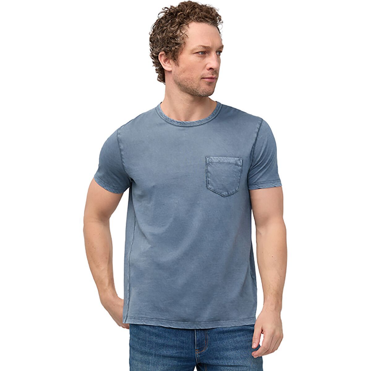 Image of DU/ER PurePima Vintage Pocket T-Shirt - Men's Washed Stone Blue, XL