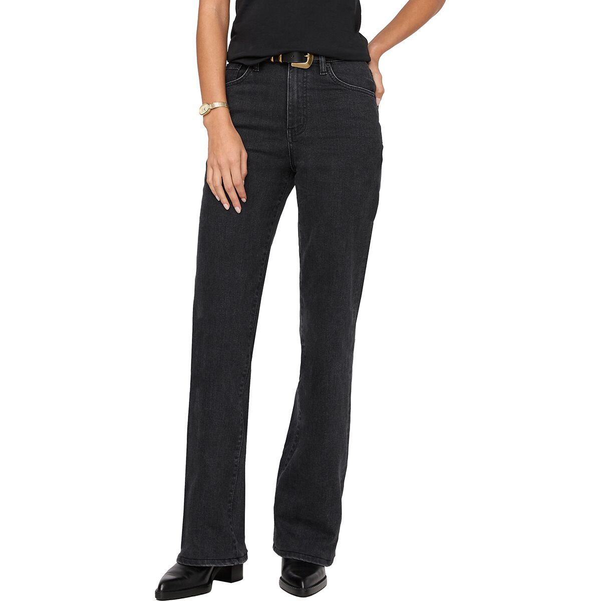 Image of DU/ER Midweight Performance Denim HighRise Wide Leg Pant - Women's Black Ash, 26x32