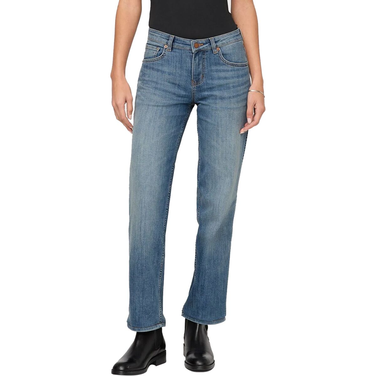 Image of DU/ER Performance Denim Mid Rise Straight Pant - Women's Blue Ash, 28x30