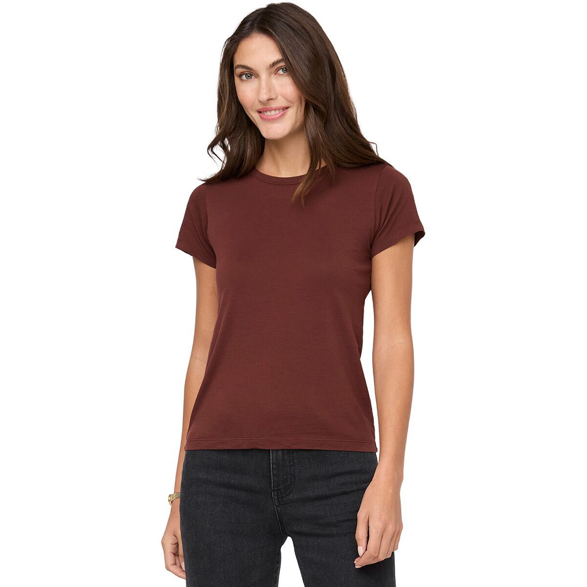 Image of DU/ER PurePima Slim Crew Top - Women's Rich Maroon, L