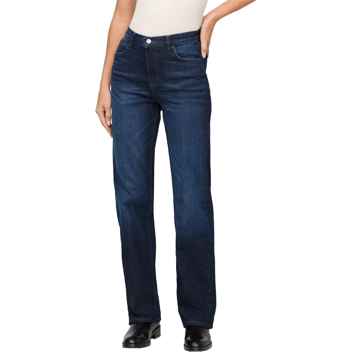 Image of DU/ER Tech Fleece Denim High Rise Straight Pant - Women's Dark Indigo, 33x30