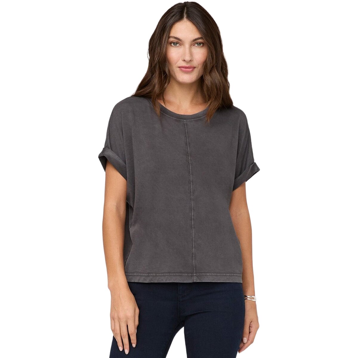 Image of DU/ER PurePima Dolman V-Neck Top - Women's Washed Grey, L