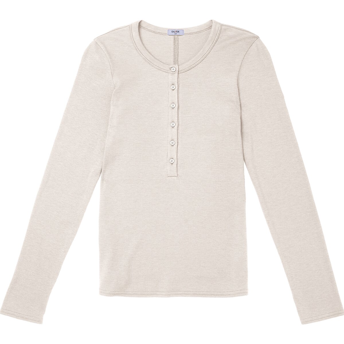 Image of DU/ER Ribbed Pima Long-Sleeve Henley Top - Women's Ecru, L