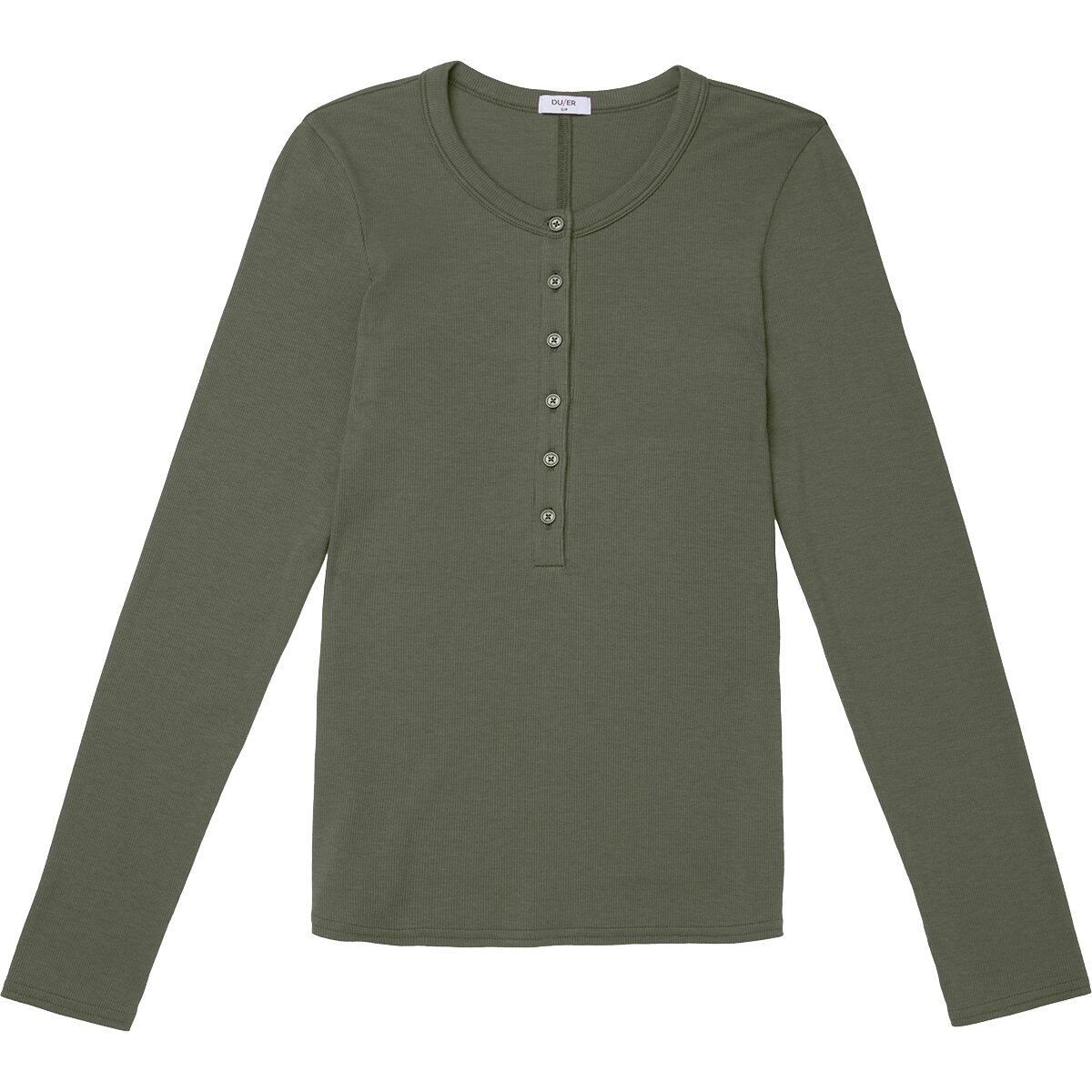 Image of DU/ER Ribbed Pima Long-Sleeve Henley Top - Women's Kelp, XL