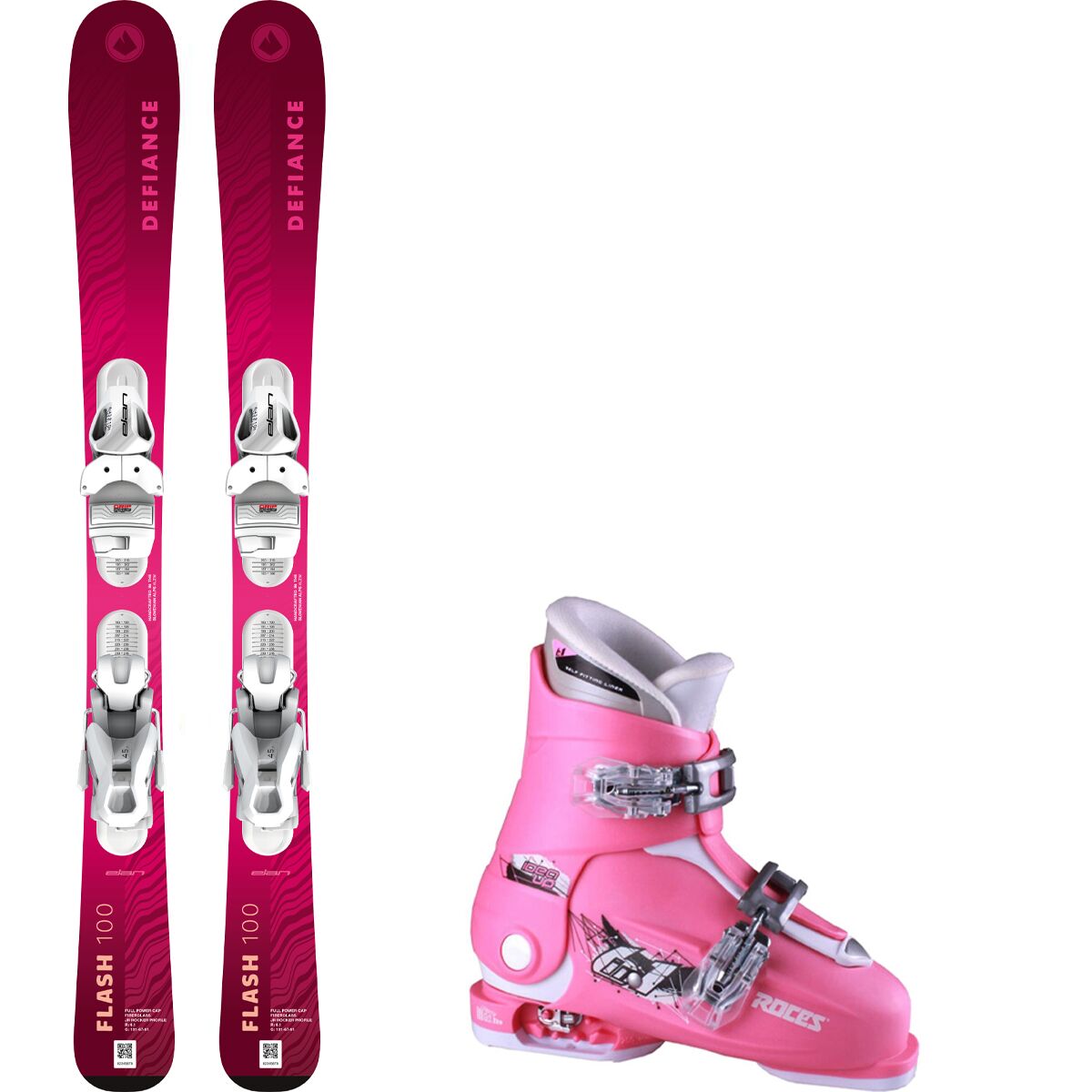Image of Defiance Flash Junior Pink Ski Package + Roces Adj Ski Boot -2026 90cm, 16.0-18.5