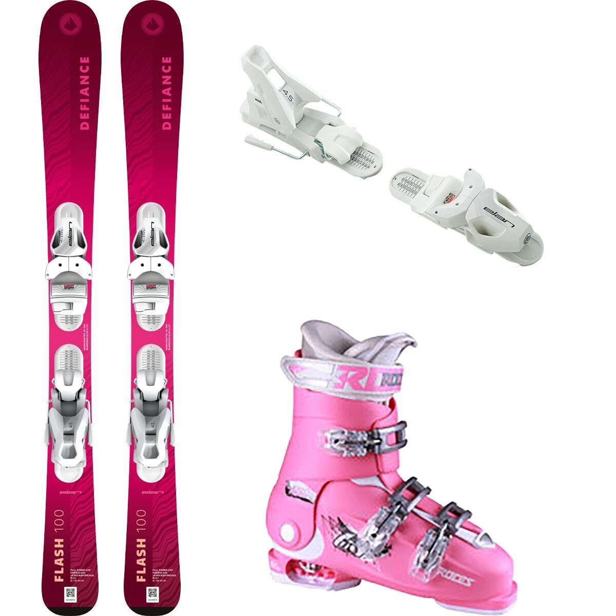 Image of Defiance Flash Pink 140cm Ski Package + Roces Adj Ski Boot -2026 140cm, 22.5-25.5