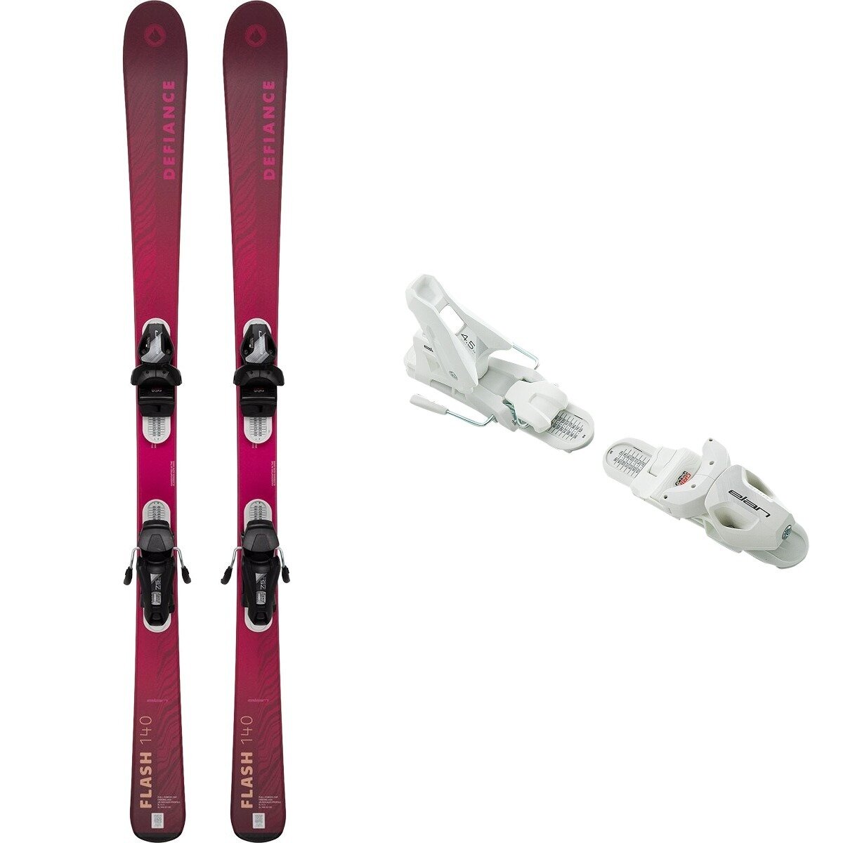 Image of Defiance Flash Jrs Ski + EL 7.5 GW Binding - 2027 Pnk/Wht, 140cm/OS