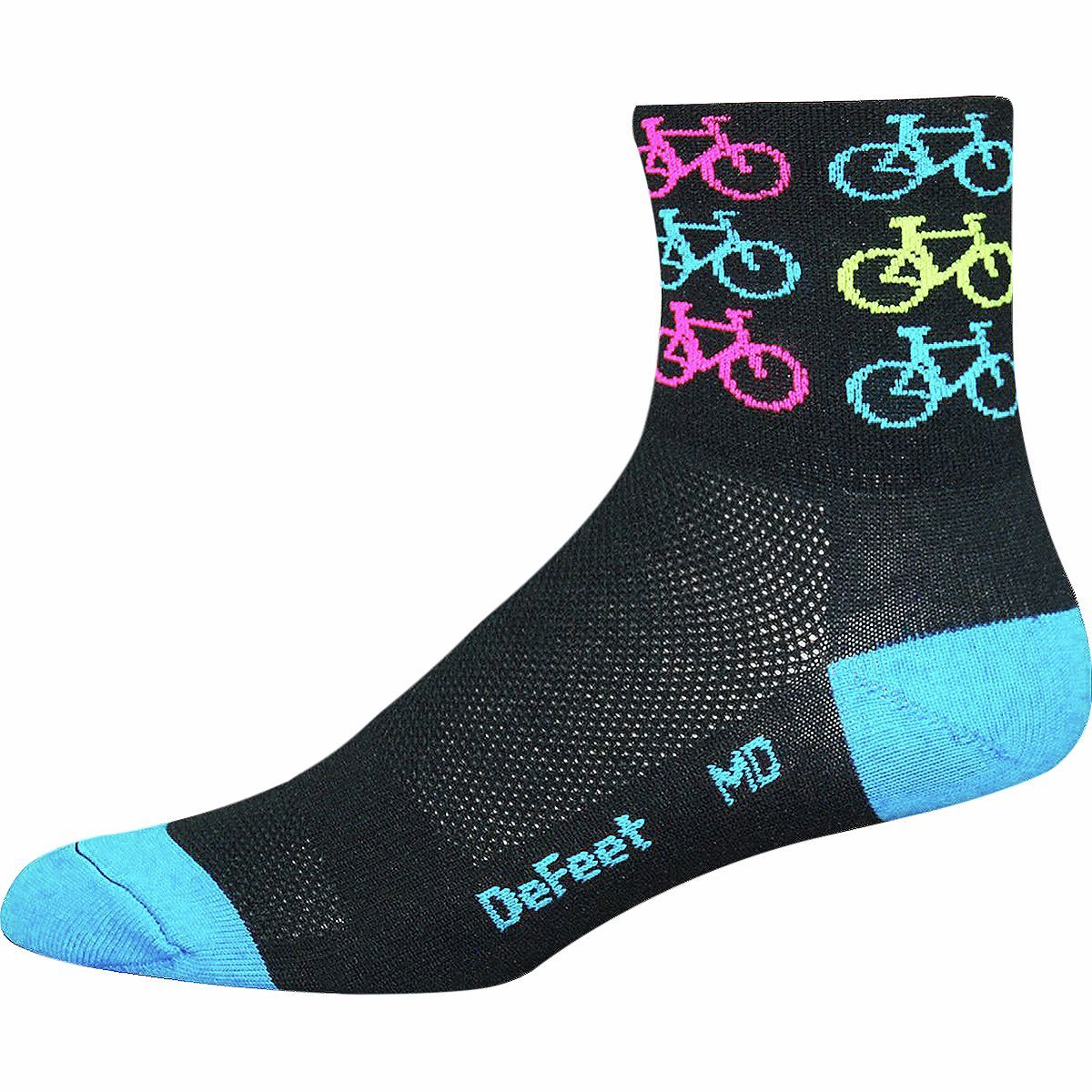 Image of DeFeet Aireator 3in Sock Cool Bikes/Black/Neon, S
