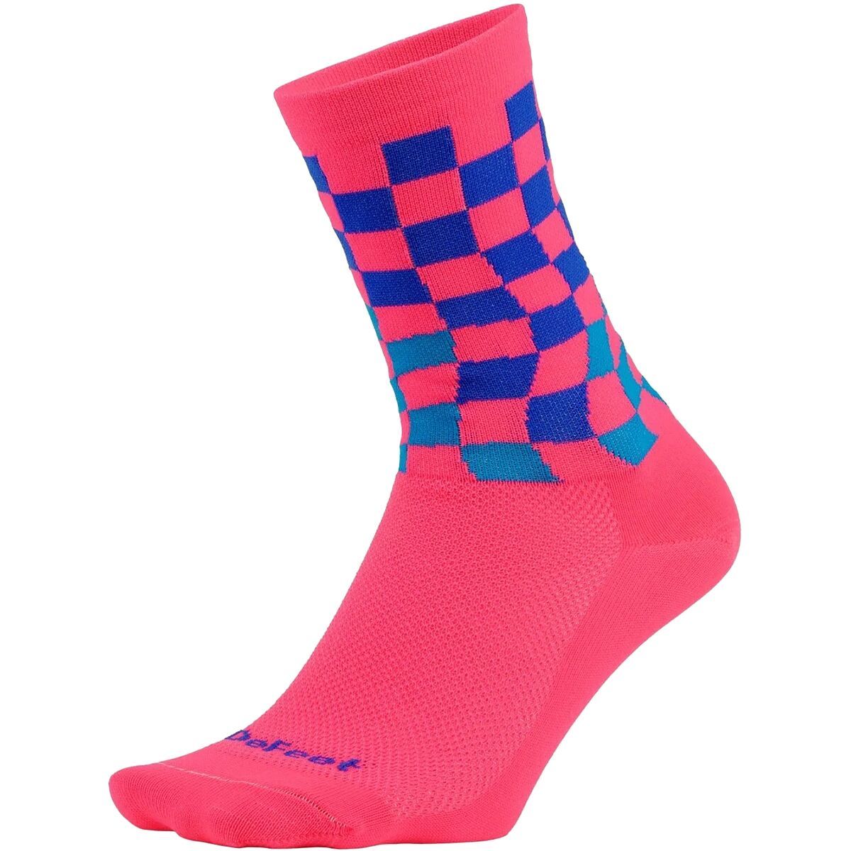 Image of DeFeet Aireator 6in Sock Checkered Past/Hi Vis Pink, S