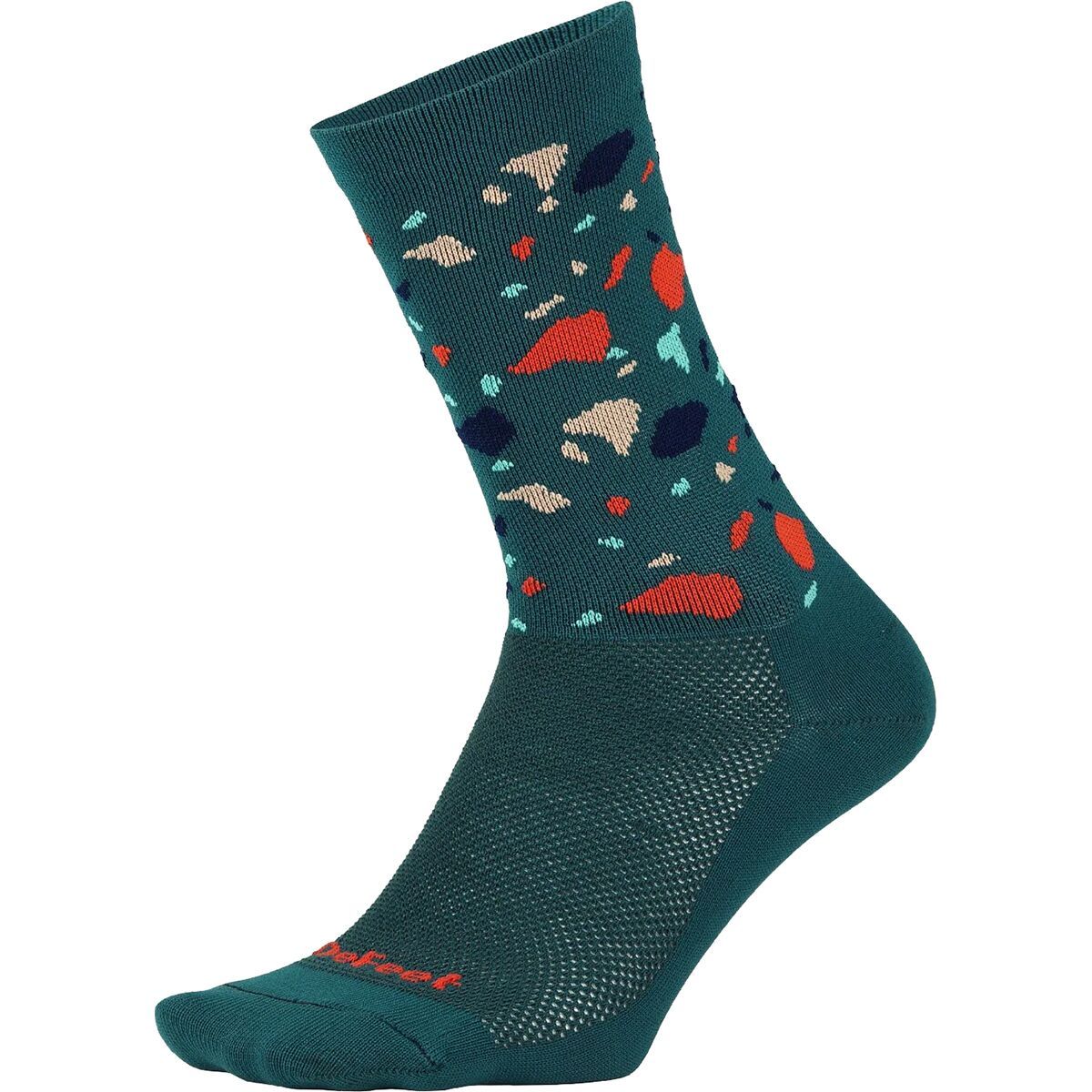 Image of DeFeet Aireator 6in Sock Terrazo/Forest Green, S