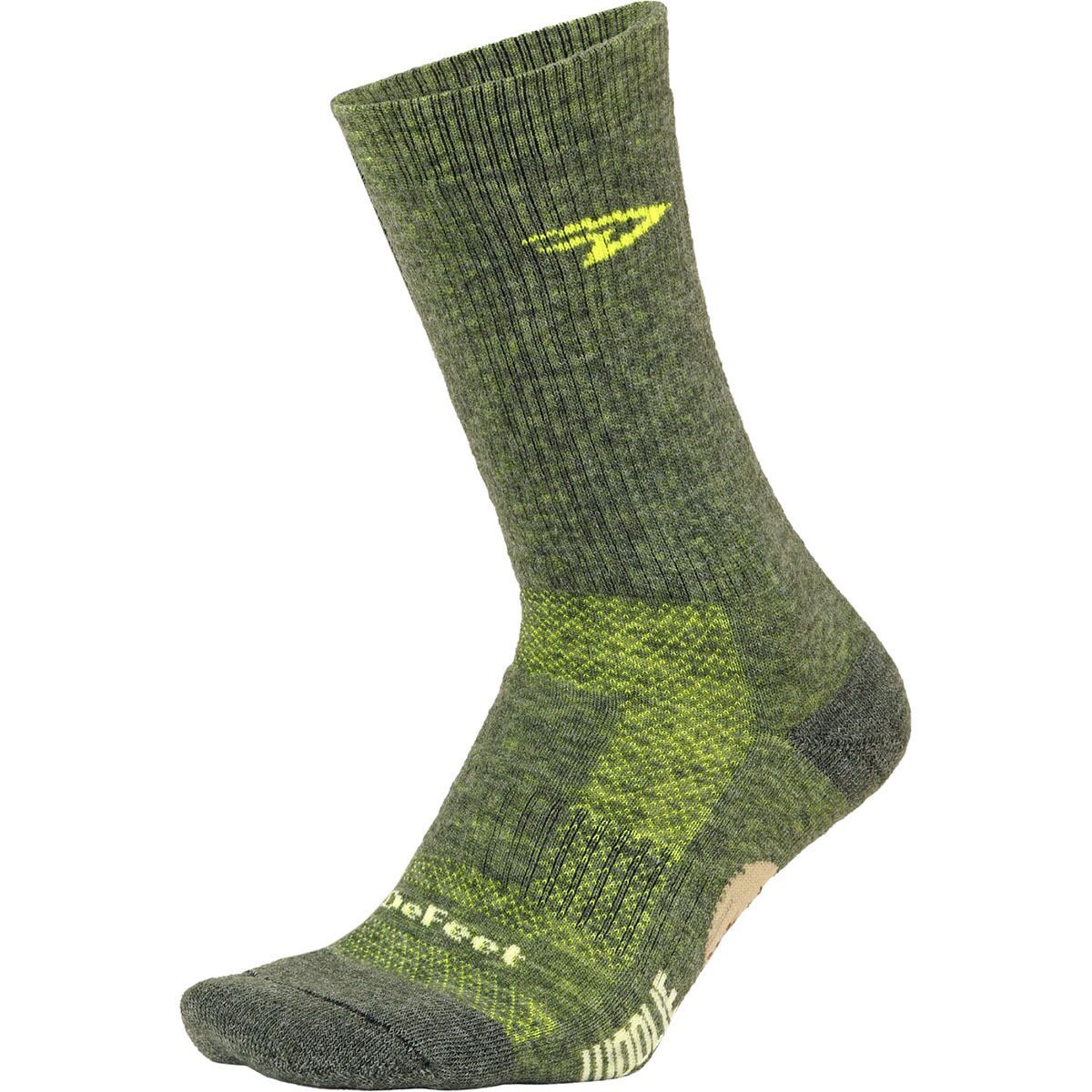 Image of DeFeet Woolie Boolie 6in Sock Loden Green/Neon Yellow, M