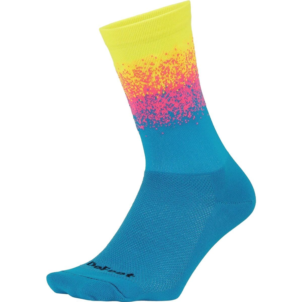 Image of DeFeet Aireater 6in Sock Neon Yellow/Hi-Vis Pink/Process Blue, M